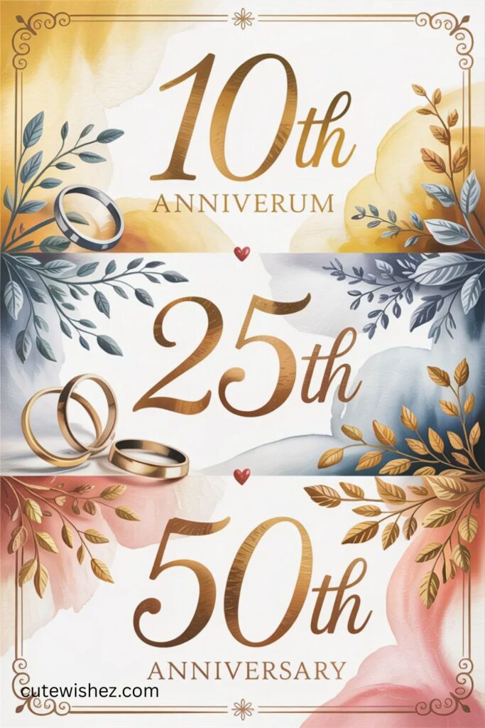 Anniversary Wishes for Milestone Years (10th, 25th, 50th)