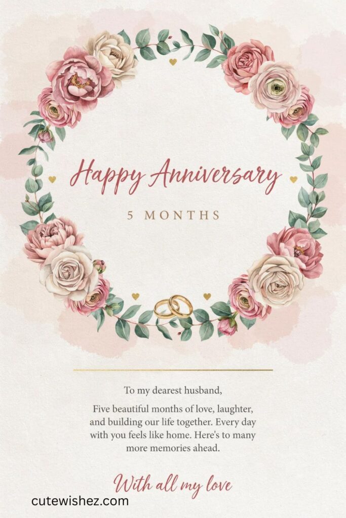 5th Month Wedding Anniversary Wishes for Husband