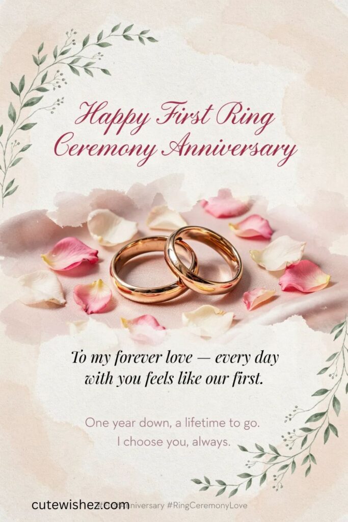 Happy First Ring Ceremony Anniversary Captions For Wife