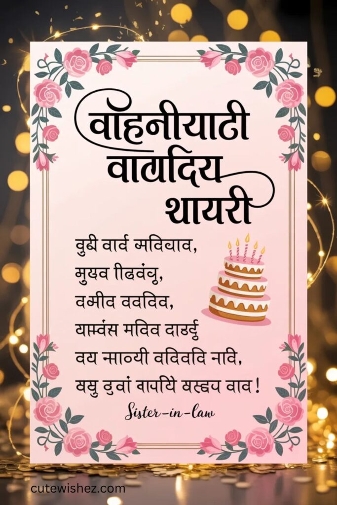 वहिनीसाठी वाढदिवस शायरी 🎂 (Birthday Shayari)